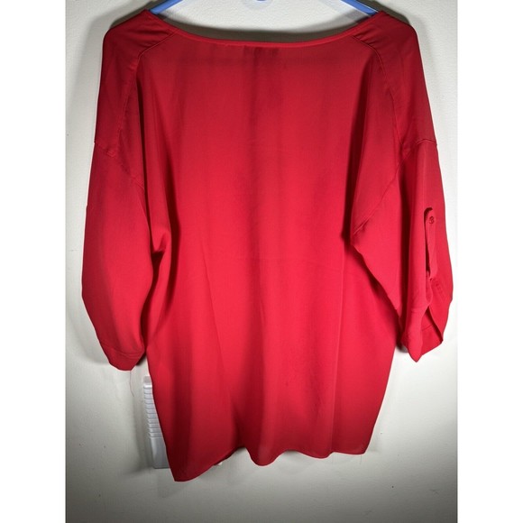Venus Red Roll-Tab Top Blouse with Front Zippers - Size Medium - Women's Fashion - Picture 6 of 9